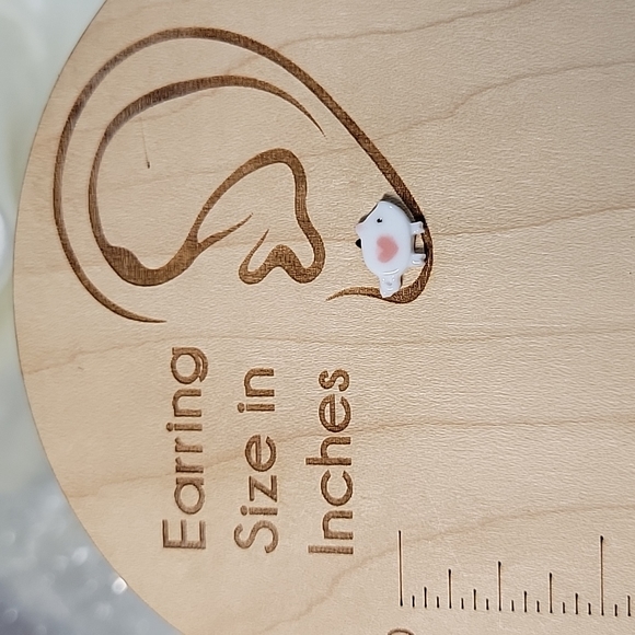 Porcelain Pig Stud Earrings, handmade - Picture 3 of 5